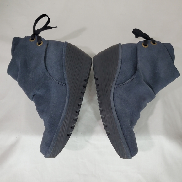 Fly London Women's Size EU 37 Yama Blue Suede Ankle Boots Wedge Lace Up - Picture 7 of 11